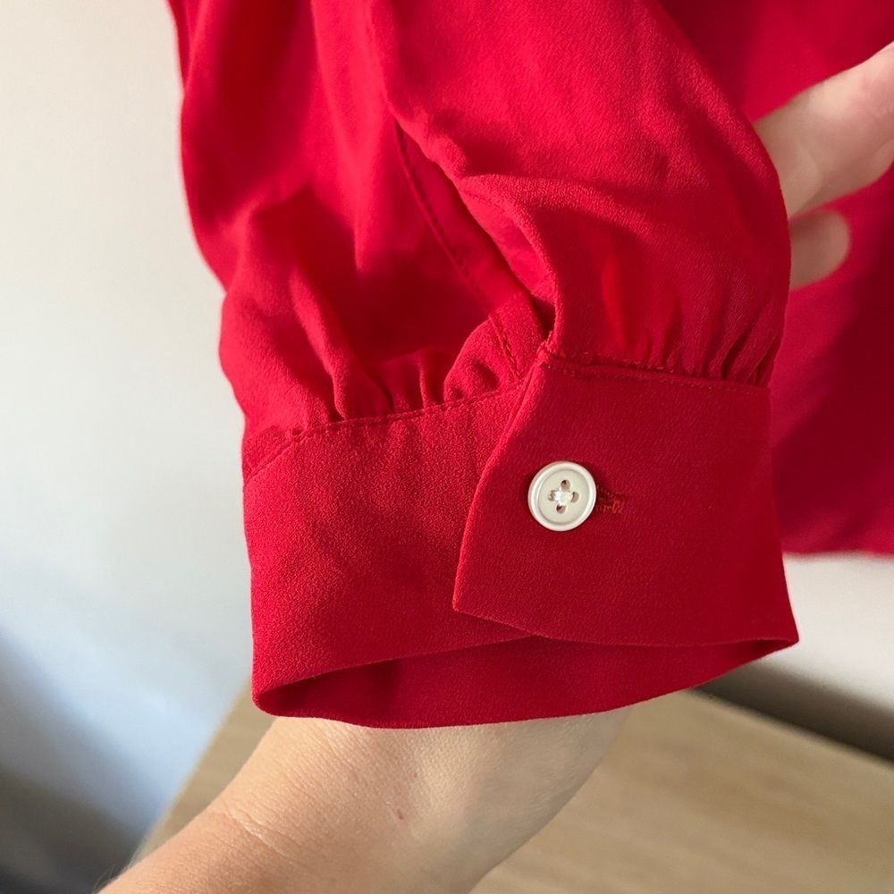 Loft Red Ruffled Women's Top - Picture 4 of 5